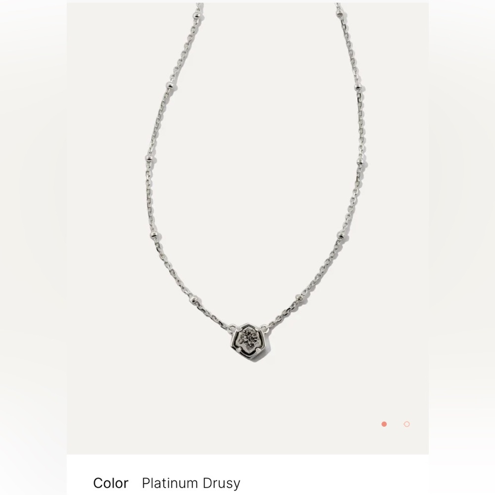 Kendra Scott Vanessa Sterling Silver Pendant Necklace in Platinum Drusy (New)